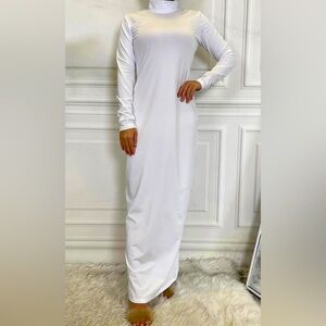"Elegant Long Sleeve White Maxi Dress"